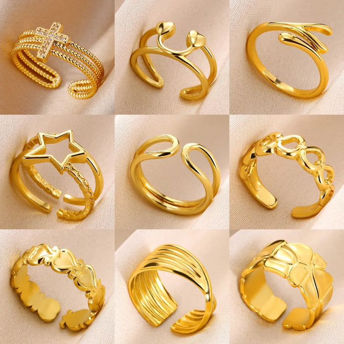 Multi-Layered Stainless Open Rings